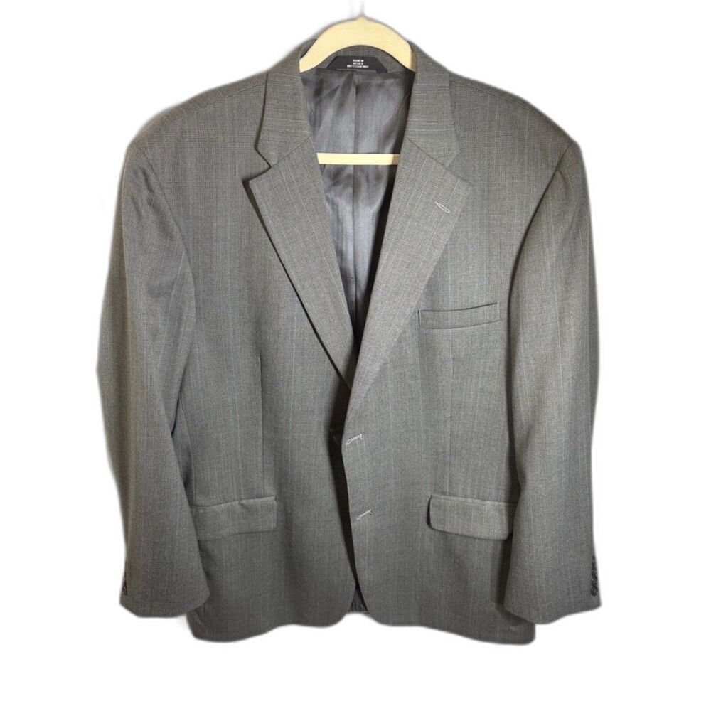 Haggar Black Label Men’s Gray Micro Check Blazer Sport Coat Two Button